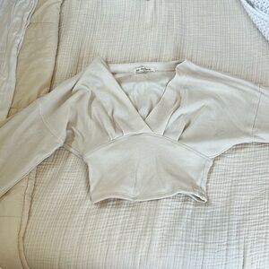 We the Free ‘All Nighter Long Sleeve Surplice Crop Top’